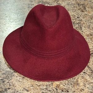 Tally Ho Vintage Burgundy Fedora Hat 100% Wool Made in Poland